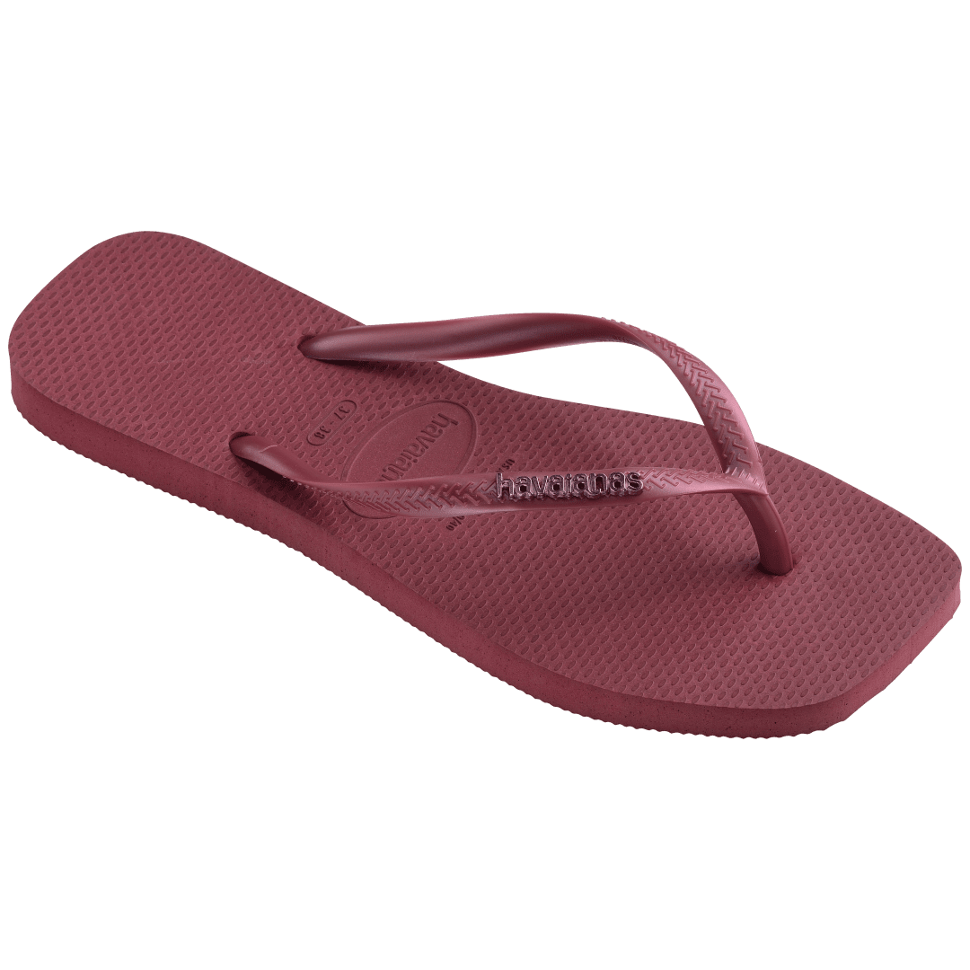 Women's Slim Square Logo Metallic Flip Flops