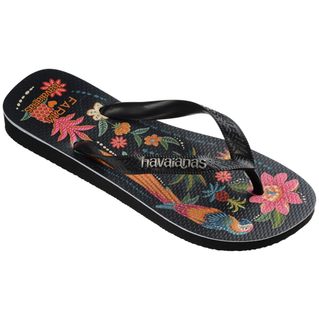 Women's FARM Rio Black Parrots Top Flip Flops