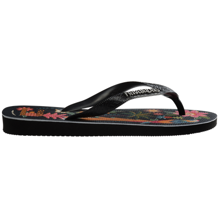 Women's FARM Rio Black Parrots Top Flip Flops