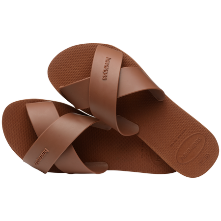 Red brown crisscross strap slide top view alternate