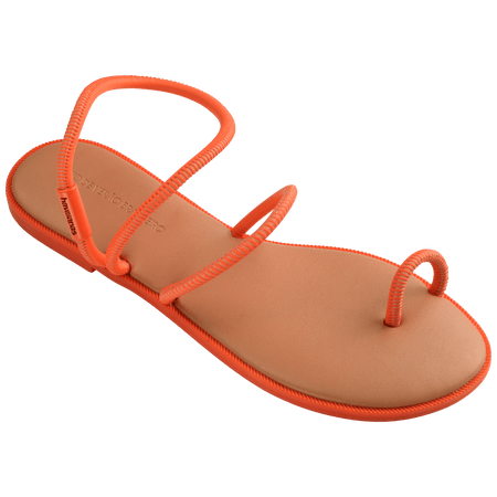 Women's orange strappy sandal right 3/4 view