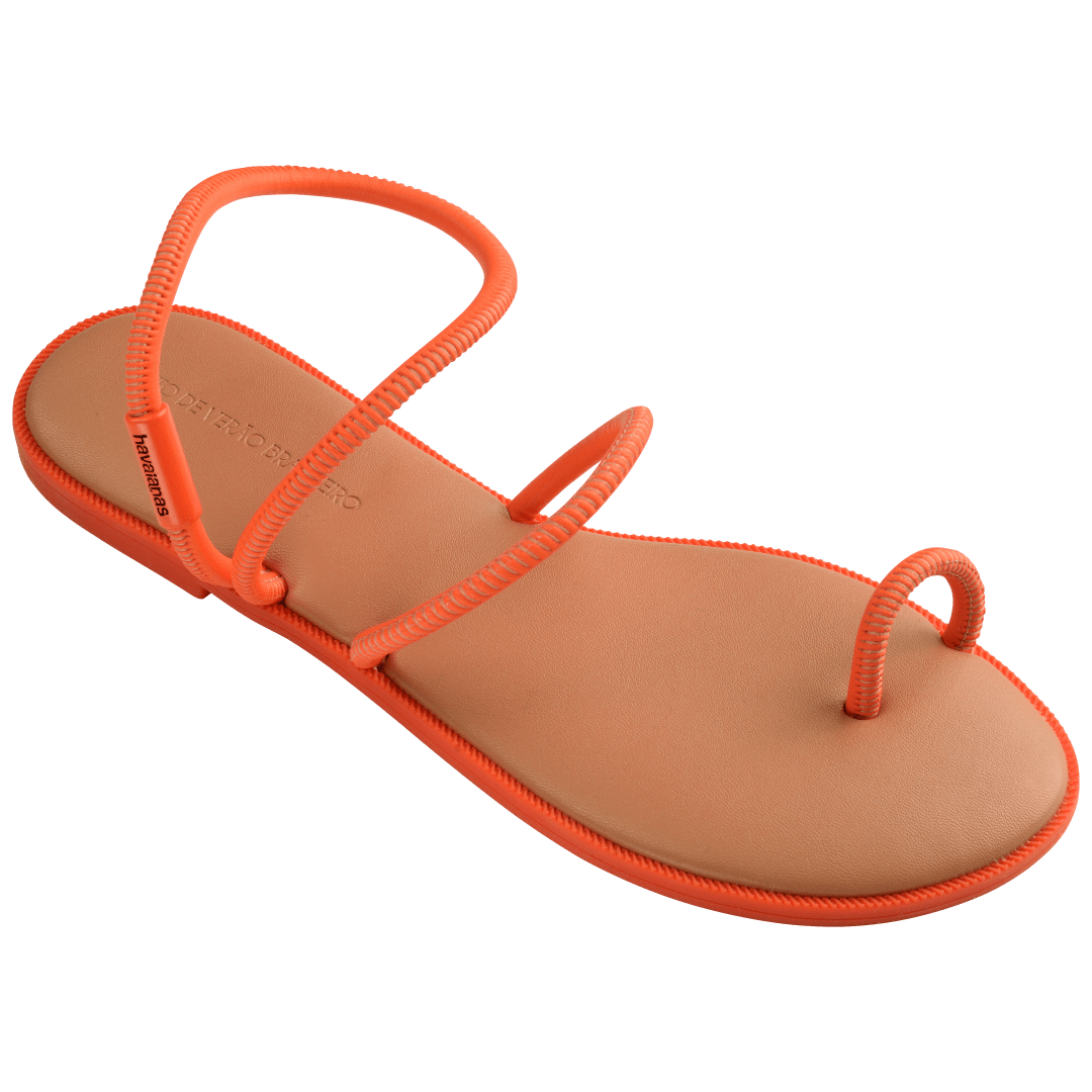 Women's orange strappy sandal right 3/4 view