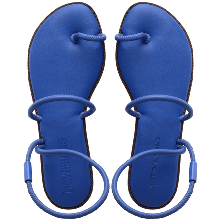 Women's cobalt blue strappy sandal top view