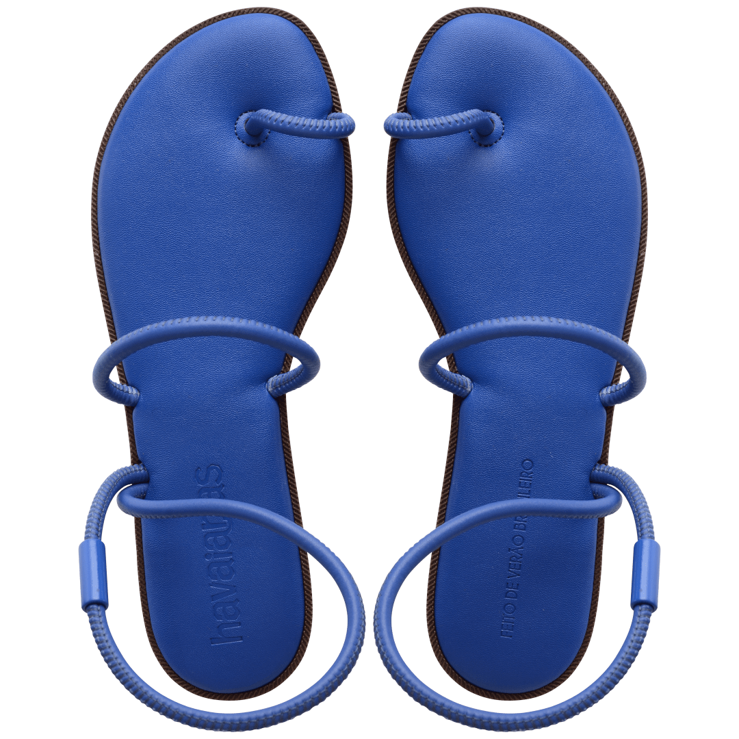 Women's cobalt blue strappy sandal top view