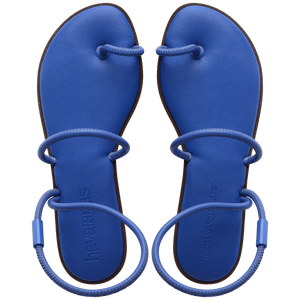 Women's cobalt blue strappy sandal top view