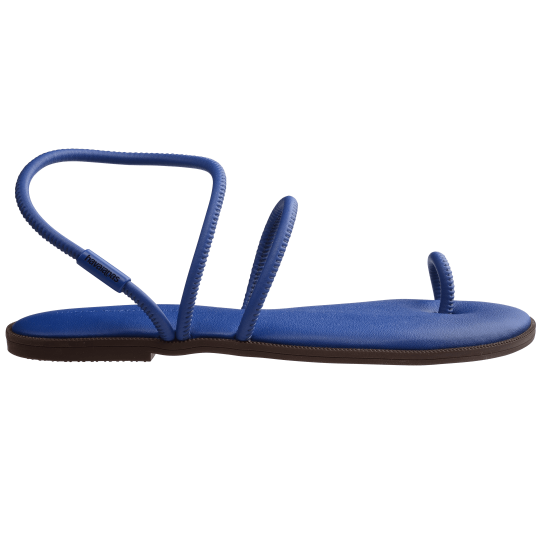 Women's cobalt blue strappy sandal side view