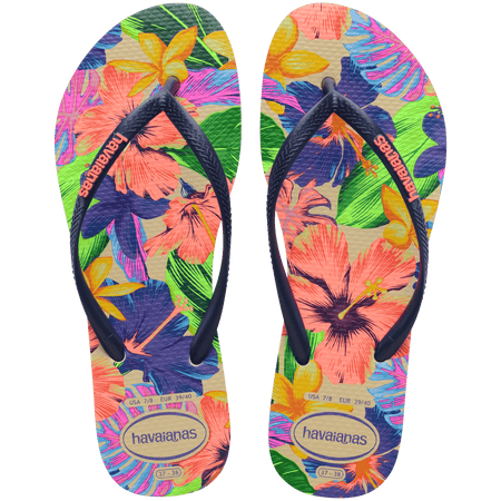 Women's Slim Floral Neon Flip Flops