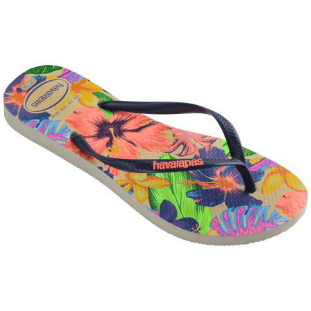 Women's Slim Floral Neon Flip Flops