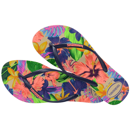 Women's Slim Floral Neon Flip Flops