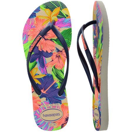 Women's Slim Floral Neon Flip Flops