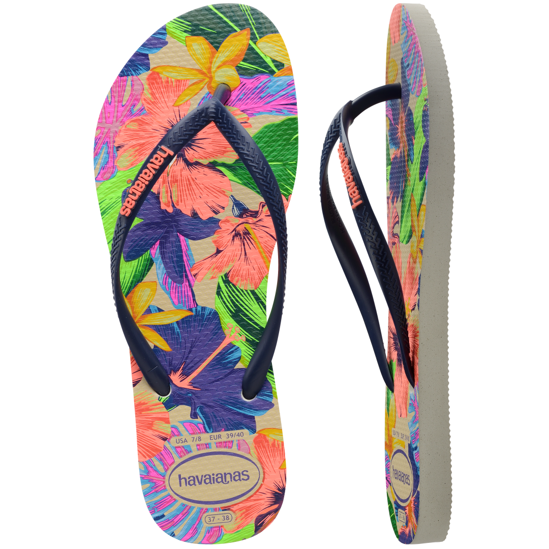 Women's Slim Floral Neon Flip Flops