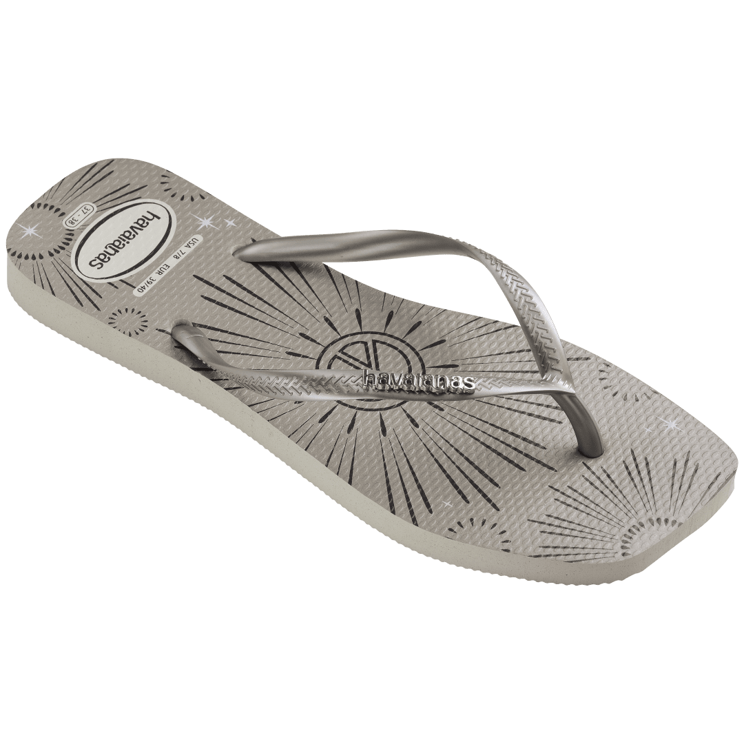 Women's Slim Square Metallic Flip Flops