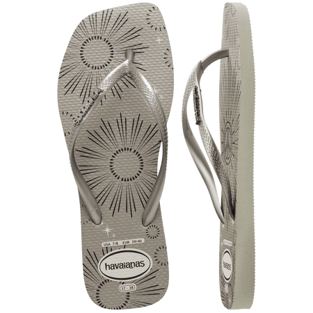 Women's Slim Square Metallic Flip Flops