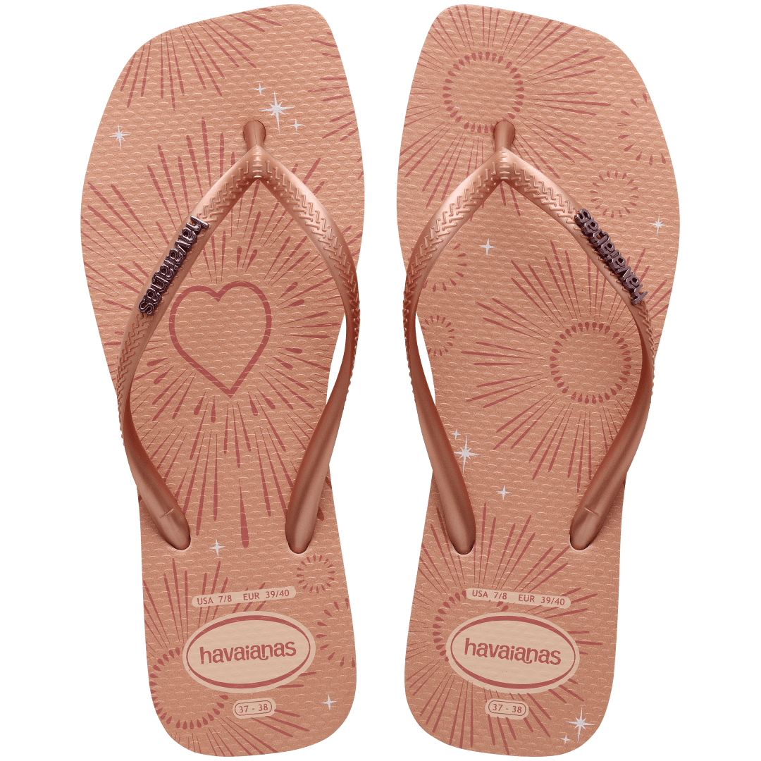 Women's Slim Square Metallic Flip Flops