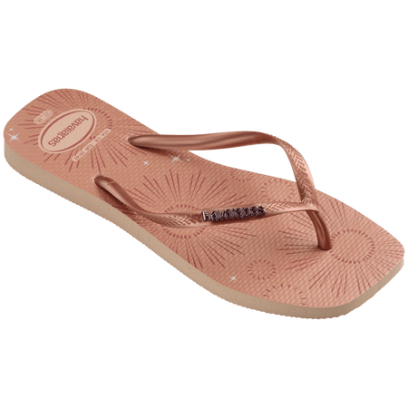 Women's Slim Square Metallic Flip Flops