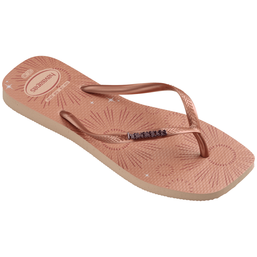 Women's Slim Square Metallic Flip Flops