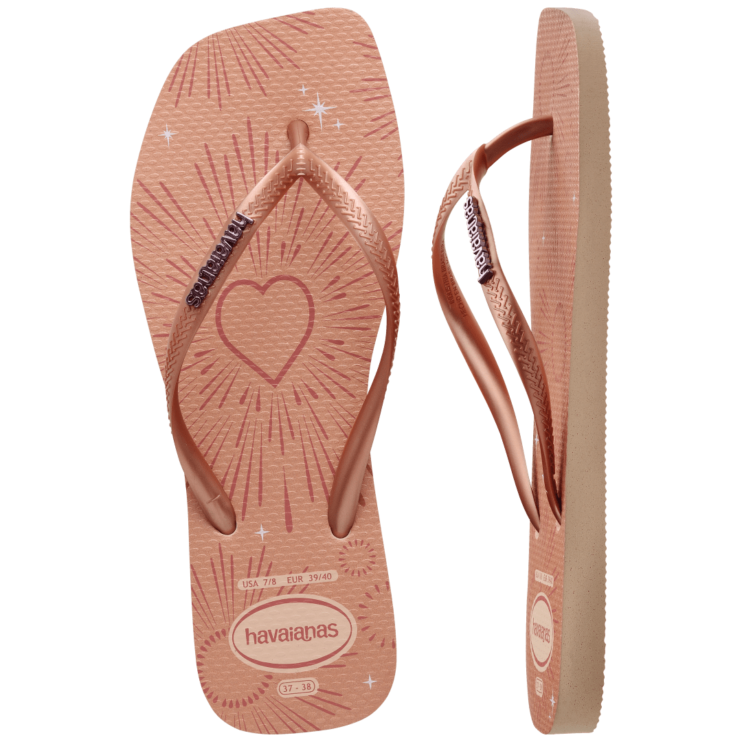 Women's Slim Square Metallic Flip Flops