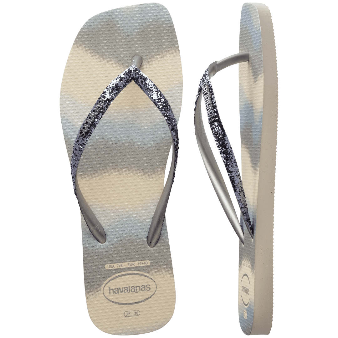 Women's Slim Square Glitter Party Flip Flops