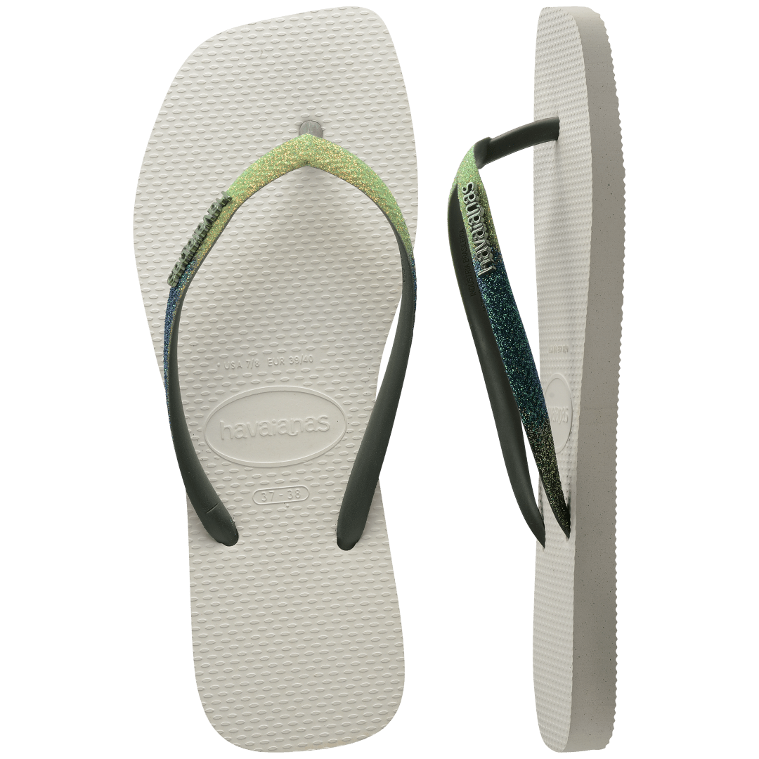 Women's Slim Square Glitter Mix Flip Flops