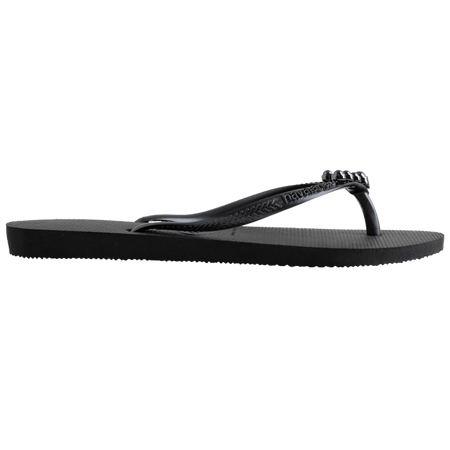 Women's Slim Black Pearl Flip Flops