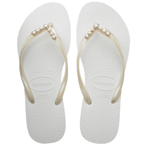 Women's Slim White Pearl Flip Flops