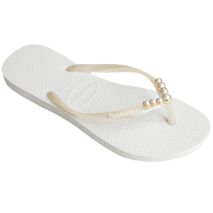 Women's Slim White Pearl Flip Flops